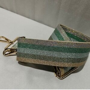 Adjustable‎ Bag strap Replacement Shoulder Purse Green Gold Glitter Stripe